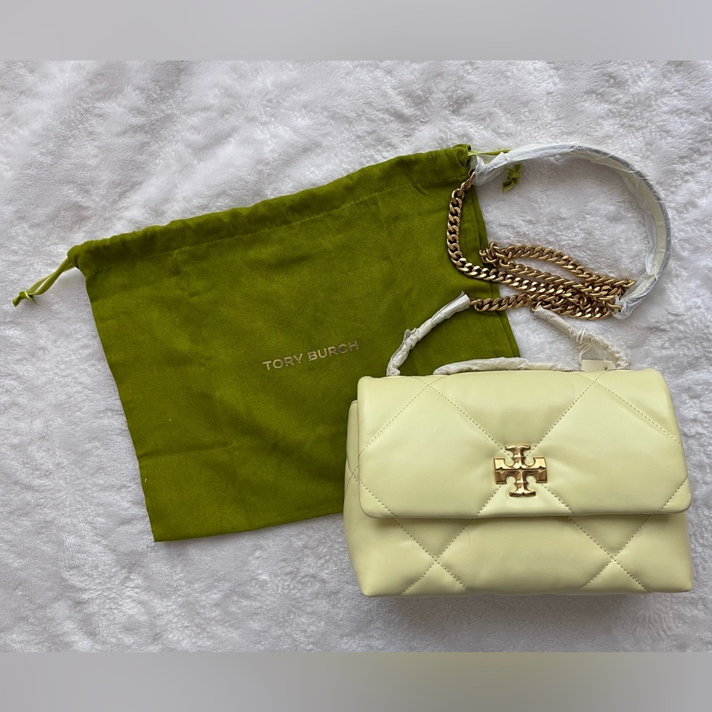 NWT Tory Burch Kira Diamond Quilt Small Shoulder Bag Convertible Frozen Zest - Picture 5 of 16